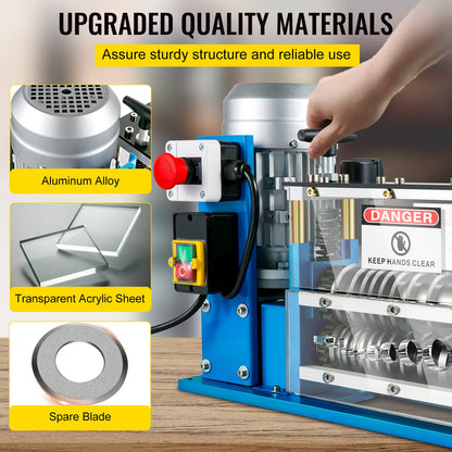 Electric Wire Stripping Machine, 1.5-38 mm Automatic Wire Stripping Machine, 11 Channels 10 Blades Cable Stripping Machine, Wire Stripping Tool 2286 cm/Minute, for Recycling Copper Wire