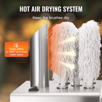 Wine Glass Polisher Machine, 5-Brush Glass Polishing Machine, 330 Cups/Hour Electric Commercial Glass Polisher for Champagne Glasses, Beer Cups, Mugs, Perfect for Bar Restaurant Kitchen