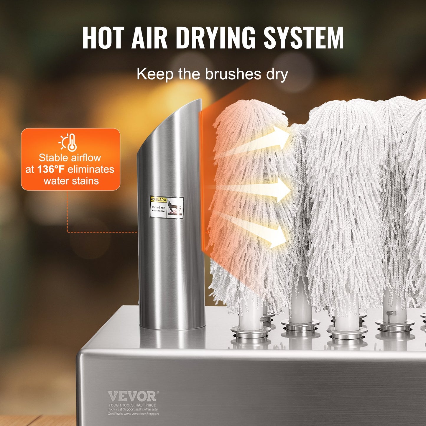 Vinglaspolermaskin, glaspolermaskin med 8 borstar, elektrisk kommersiell glaspolermaskin med 660 koppar/timme för champagneglas, ölkoppar, muggar, perfekt för barrestaurangkök