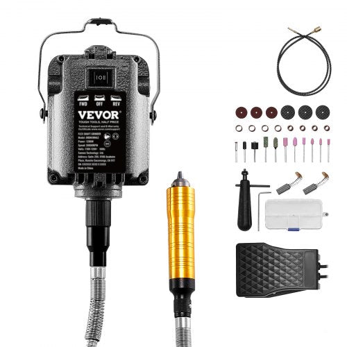 Flexibel axelslipmaskin, 1200W 30 000 varv/min elektrisk roterande verktygsskärare med flexibel axel, multifunktionell hängande slipmaskin med 31 delar tillbehör och fotpedal för snidning, polering, borrning