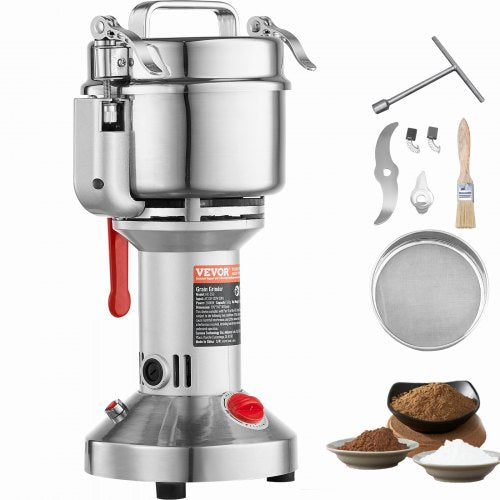 550g Electric Grain Mill Grinder, High Speed 2000W Commercial Spice Grinders, Stainless Steel Pulverizer Powder Machine, for Dry Grains Spices Cereals Coffee Corn Pepper, Straight Type