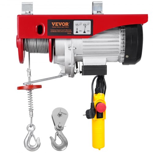Electric Hoist, 880 lbs 230V Electric Winch with 14 ft Wired Remote Control, 40 ft Single Cable Lifting Height, Single/Double Slings, Emergency Stop, Lift Hoist for Garage Warehouse Factory