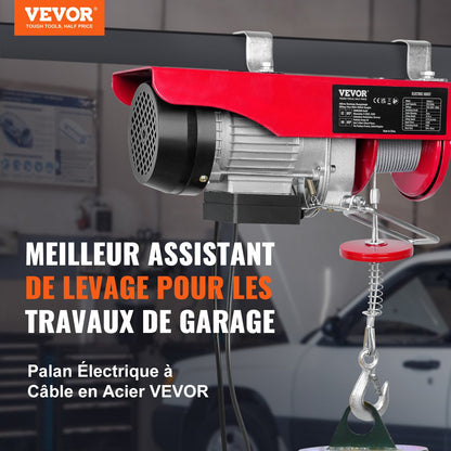 Electric Hoist, 249.5 kg Lifting Capacity, 510W 220V Electric Steel Wire Winch with 427 cm Wired Remote Control, 1219 cm Single Cable Lifting Height & Pure Copper Motor, for Garage Warehouse Factory