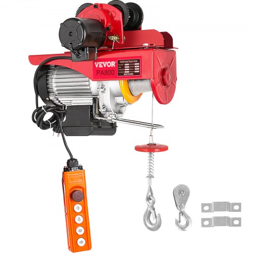 800Kg/1700Lbs Electric Trolley Hoist 1300W Electric Hoist Winch Double 12M/40Ft , Electric Hoist Electric Forklift Steel Pallet Holder Lever Garage Hoist
