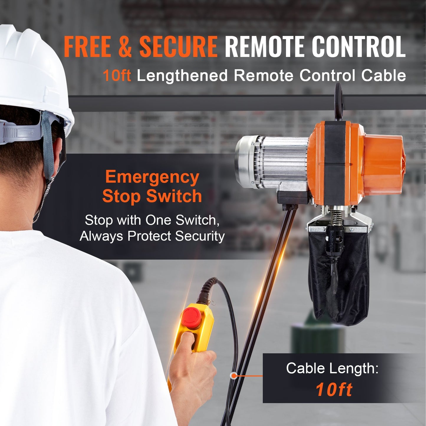 Elektrisk kättingtelfer, 900 kg lastkapacitet, 3 meter lyfthöjd, 3,8 meter/min hastighet, 230 V, enfas traverskran med G100-kedja, 3 meter trådbunden fjärrkontroll för garage, butik, hotell, hem