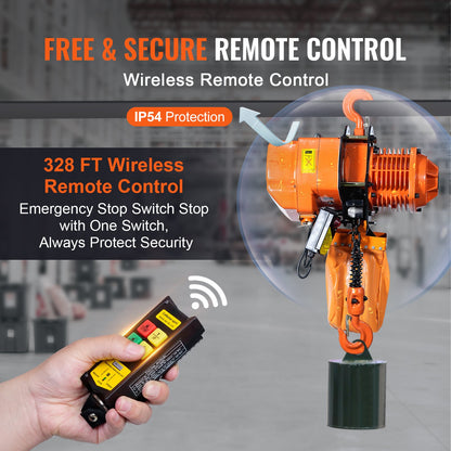 Elektrisk kättingtelfer Trefaskrantelfer 1995,8 kg Belastning 609,6 cm Lyft
