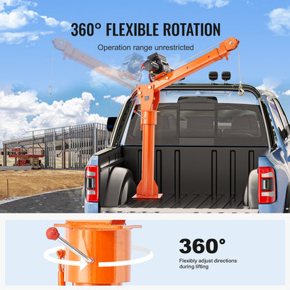Electric Pickup Truck Crane Hoist Crane 997.9 kg 360° Swivel Hoist Lift