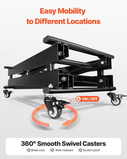 Elektriskt lyftbord, 145 kg kapacitet, enkel saxlyftbord, 20-61 cm höjdjusterbar lyftplattform, soffbordslyft med 4 hjul, för materialhantering och transport, svart