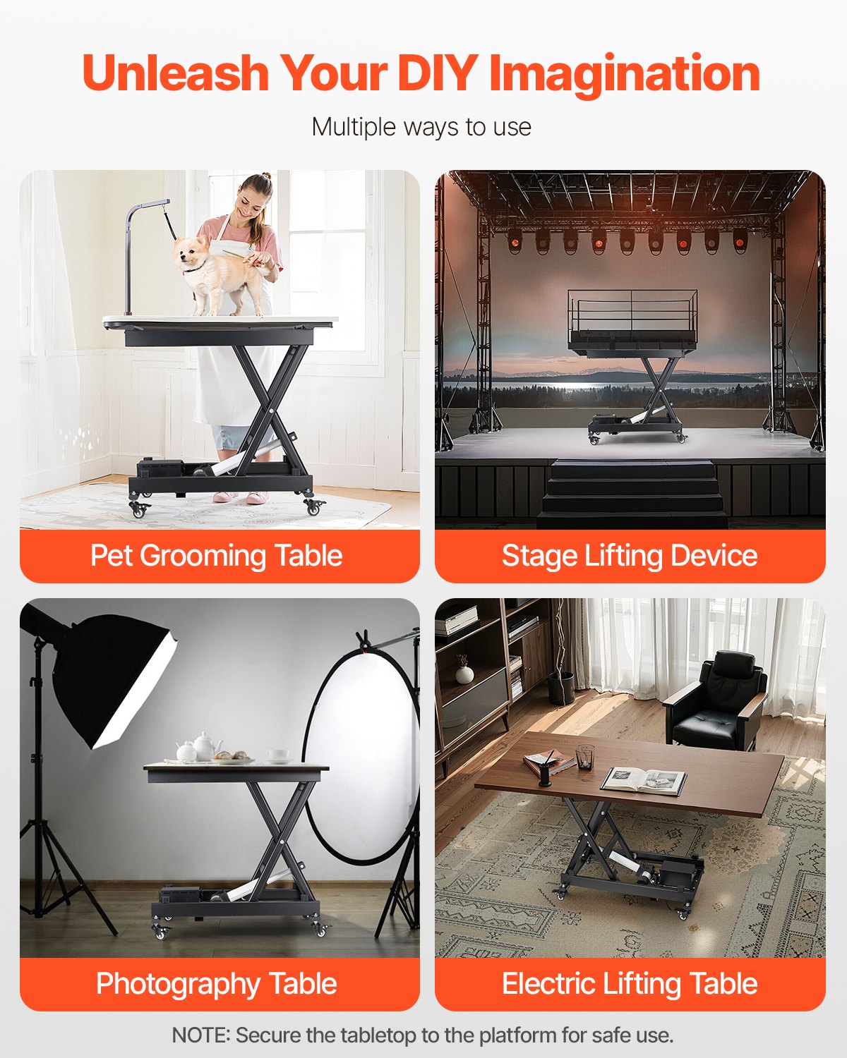 Elektriskt lyftbord, 145 kg kapacitet, enkel saxlyftbord, 20-61 cm höjdjusterbar lyftplattform, soffbordslyft med 4 hjul, för materialhantering och transport, svart
