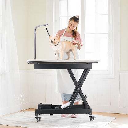 Elektriskt lyftbord, 145 kg kapacitet, enkel saxlyftbord, 20-61 cm höjdjusterbar lyftplattform, soffbordslyft med 4 hjul, för materialhantering och transport, svart