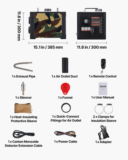 Dieselvärmare, 8 kW, DC 12 V/24 V, allt-i-ett bärbar dieselluftvärmare med Bluetooth-appkontroll, fjärrkontroll och LCD-skärm, 7 liters bränsletank för lastbilar, skåpbilar, husbilar, husbilar och garage