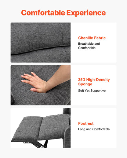 Lyftstol med elhissar, lyftstol med värme och massage för äldre, dubbelmotorisk vilstol med 2 fallskyddsrep, elektrisk vilstol med steglös positionsjustering (medium, mörkgrå)