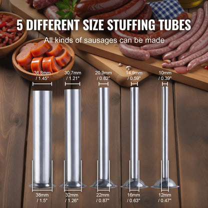 Electric Sausage Stuffer, 25 L / 55 LBS Vertical Meat Stuffer, 400W Motor, Stepless Speed Control and Foot Pedal, Made of Food-grade 304 Stainless Steel, 5 Stuffing Tubes for Home, Commercial