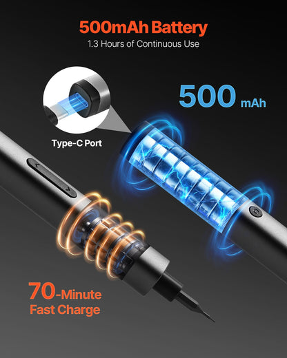 Electric Precision Screwdriver Set, 52 Magnetic Bits, Mini Electric Screwdriver with Magnetic Storage Box, S2 Steel Bits, LED Light, Type-C Charging, for Phone, Laptop, and Electronics Repair