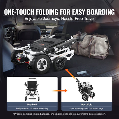 Hopfällbar elektrisk rullstol Motoriserad elstol 136 kg 20 tum/50,8 cm bred sits