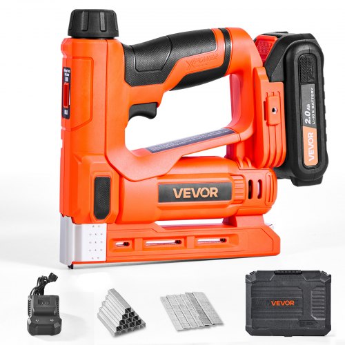 Cordless Brad Nailer, 2-in-1 Nail Gun Staple Gun, 18 Gauge 15 mm, Includes 1000 Pcs Staples and 1000 Pcs Nails, with Battery and Charger, Non-Slip Rubber Grip, for Woodworking DIY Projects