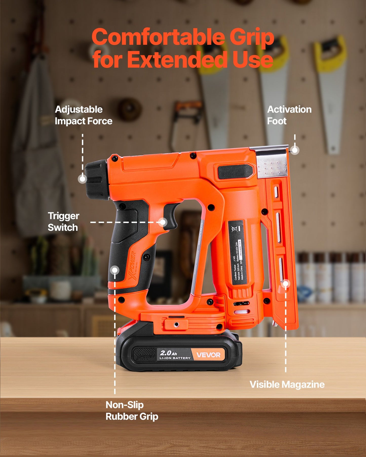 Cordless Brad Nailer, 2-in-1 Nail Gun Staple Gun, 18 Gauge 15 mm, Includes 1000 Pcs Staples and 1000 Pcs Nails, with Battery and Charger, Non-Slip Rubber Grip, for Woodworking DIY Projects