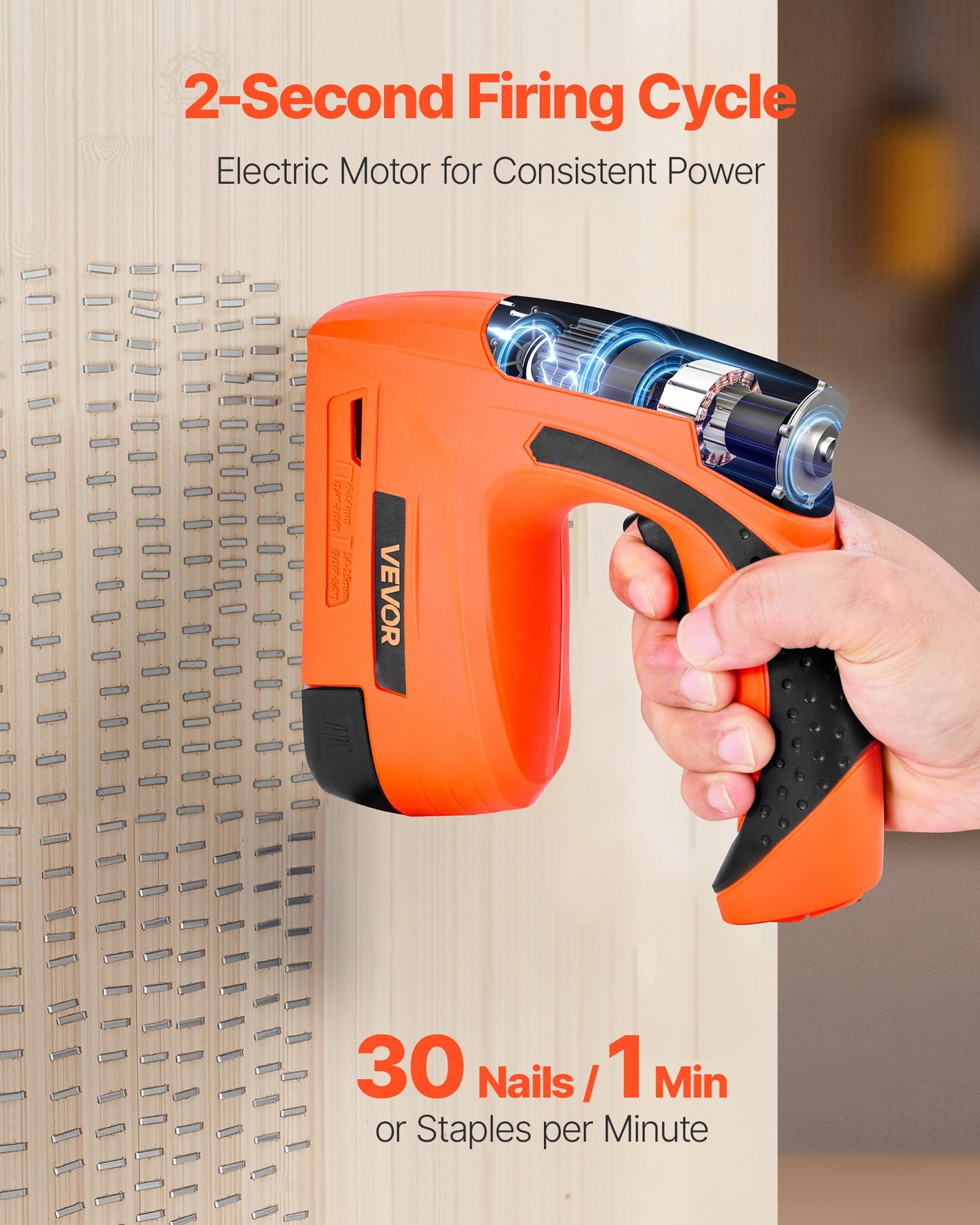 Cordless Brad Nailer, 2-in-1 Nail Gun Staple Gun, 18 Gauge 15 mm, Battery Powered, with 1000 Pcs Staples and 1000 Pcs Nails, Non-Slip Rubber Grip, for Woodworking, Carpentry and DIY Projects