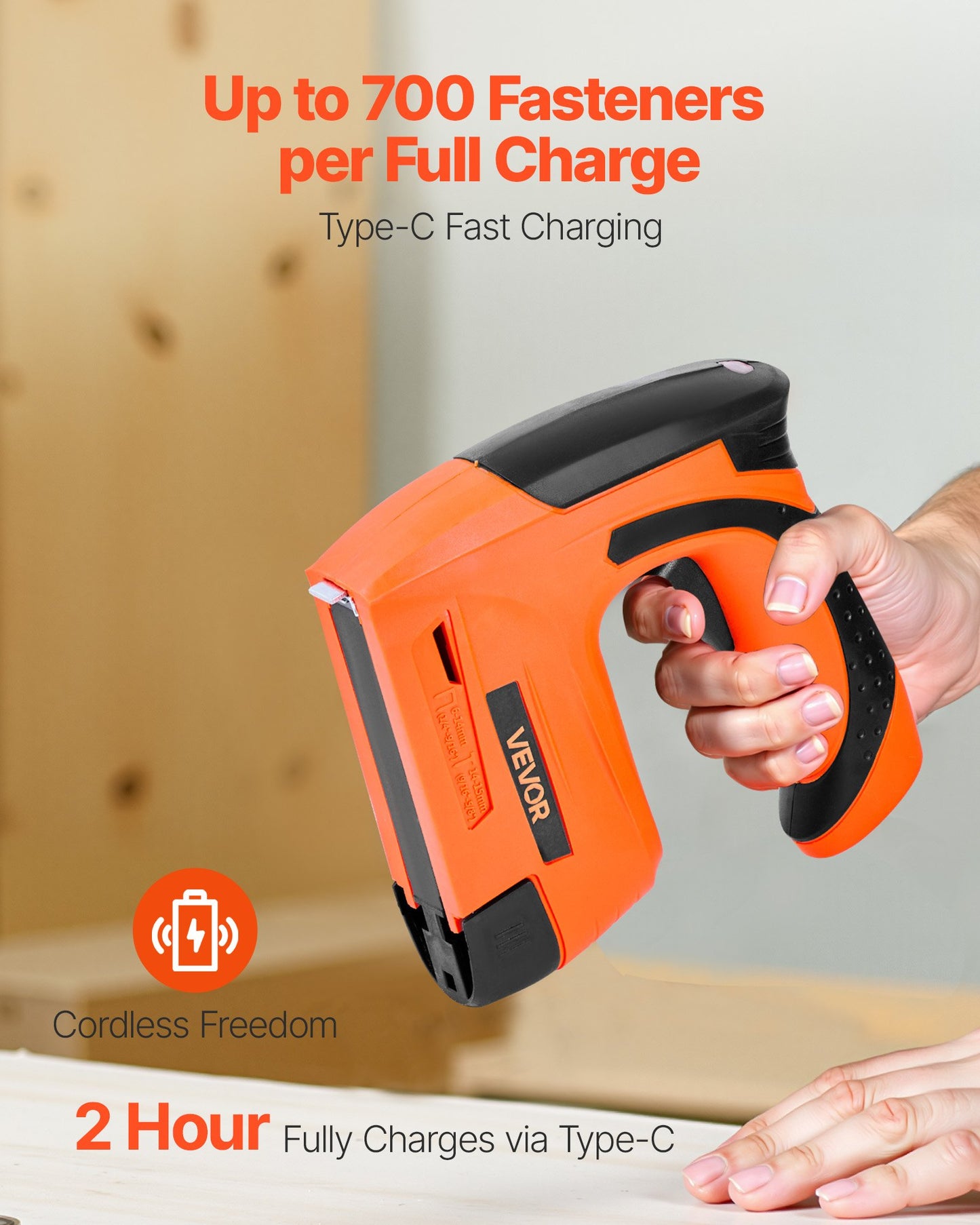 Cordless Brad Nailer, 2-in-1 Nail Gun Staple Gun, 18 Gauge 15 mm, Battery Powered, with 1000 Pcs Staples and 1000 Pcs Nails, Non-Slip Rubber Grip, for Woodworking, Carpentry and DIY Projects