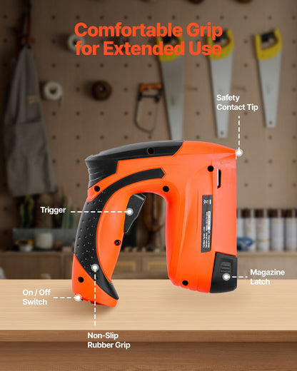 Cordless Brad Nailer, 2-in-1 Nail Gun Staple Gun, 18 Gauge 15 mm, Battery Powered, with 1000 Pcs Staples and 1000 Pcs Nails, Non-Slip Rubber Grip, for Woodworking, Carpentry and DIY Projects