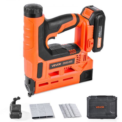Cordless Brad Nailer, 2-in-1 Nail Gun Staple Gun, 18 Gauge 32 mm, Includes 500 Pcs Staples and 500 Pcs Nails, with Battery and Charger, Non-Slip Rubber Grip, for Woodworking DIY Projects