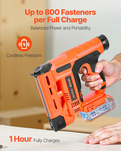 Cordless Brad Nailer, 2-in-1 Nail Gun Staple Gun, 18 Gauge 32 mm, Includes 500 Pcs Staples and 500 Pcs Nails, with Battery and Charger, Non-Slip Rubber Grip, for Woodworking DIY Projects