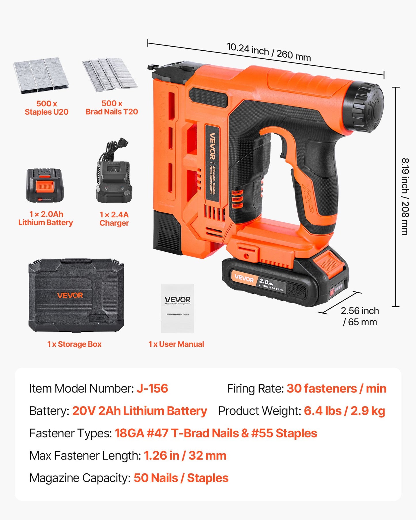 Cordless Brad Nailer, 2-in-1 Nail Gun Staple Gun, 18 Gauge 32 mm, Includes 500 Pcs Staples and 500 Pcs Nails, with Battery and Charger, Non-Slip Rubber Grip, for Woodworking DIY Projects