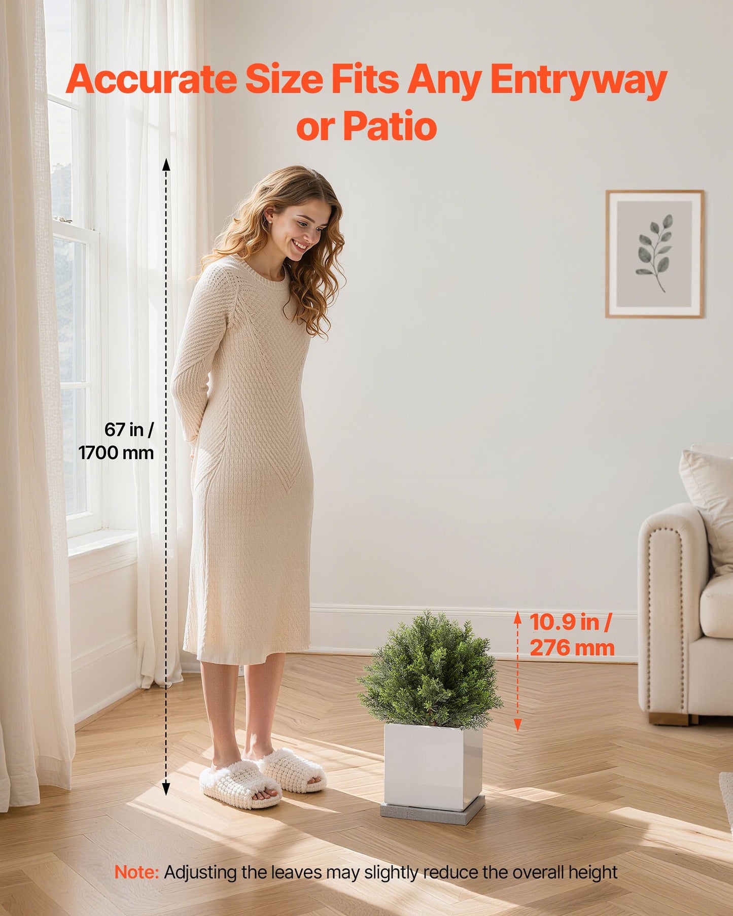 Konstgjorda cypresser med markspett, 2 set 406 mm konstgjorda buskar och krukväxter, konstgjorda sidenträd ser äkta ut för dekoration veranda utomhus inomhus uteplats trädgård balkong bakgård