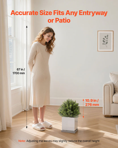 Konstgjorda cypresser med markspett, 2 set 406 mm konstgjorda buskar och krukväxter, konstgjorda sidenträd ser äkta ut för dekoration veranda utomhus inomhus uteplats trädgård balkong bakgård