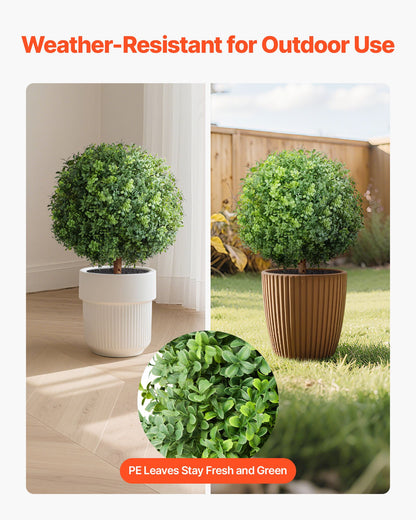 Konstgjorda buxbomträd med markspett, 2-set 559 mm konstgjorda buskar och krukväxter, konstgjorda sidenträd ser äkta ut för dekoration veranda utomhus inomhus uteplats trädgård balkong bakgård