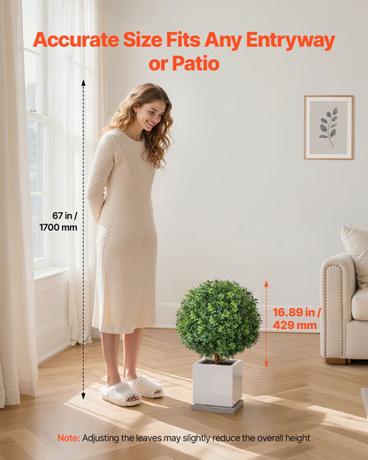 Konstgjorda buxbomträd med markspett, 2-set 559 mm konstgjorda buskar och krukväxter, konstgjorda sidenträd ser äkta ut för dekoration veranda utomhus inomhus uteplats trädgård balkong bakgård