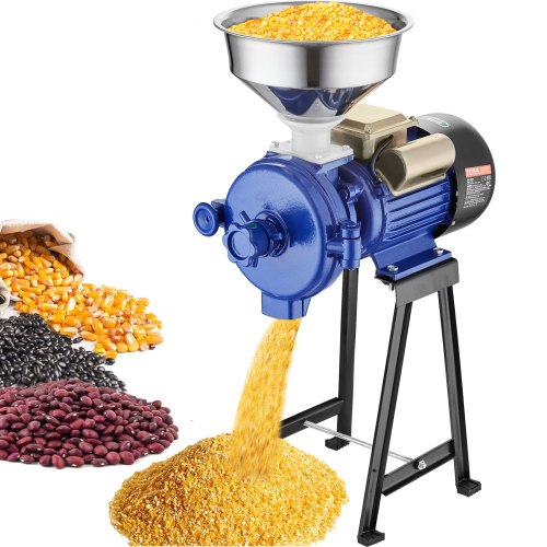 Electric Grain Mill Grinder, 3000W Spice Grinders, Commercial Corn Mill with Funnel, Thickness Adjustable Powder Machine, Heavy Duty Feed Flour Cereal Mill Wheat Grinders, Dry Grinder