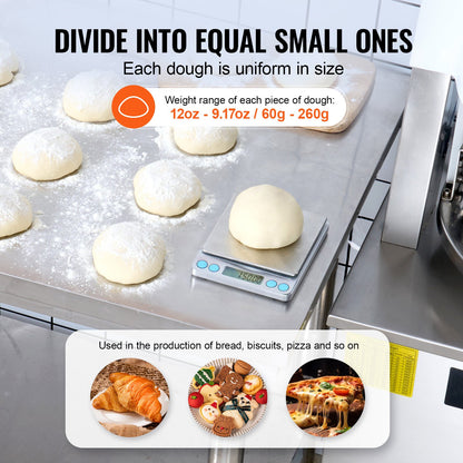 Electric Dough Divider Rounder, 20PCS Automatic Dough Ball Cutting Making Machine, 2.12oz - 9.17oz Equal Dough Cutter with Pure Copper Motor and 304 Stainless Steel Tray, for Bakery, Restaurant
