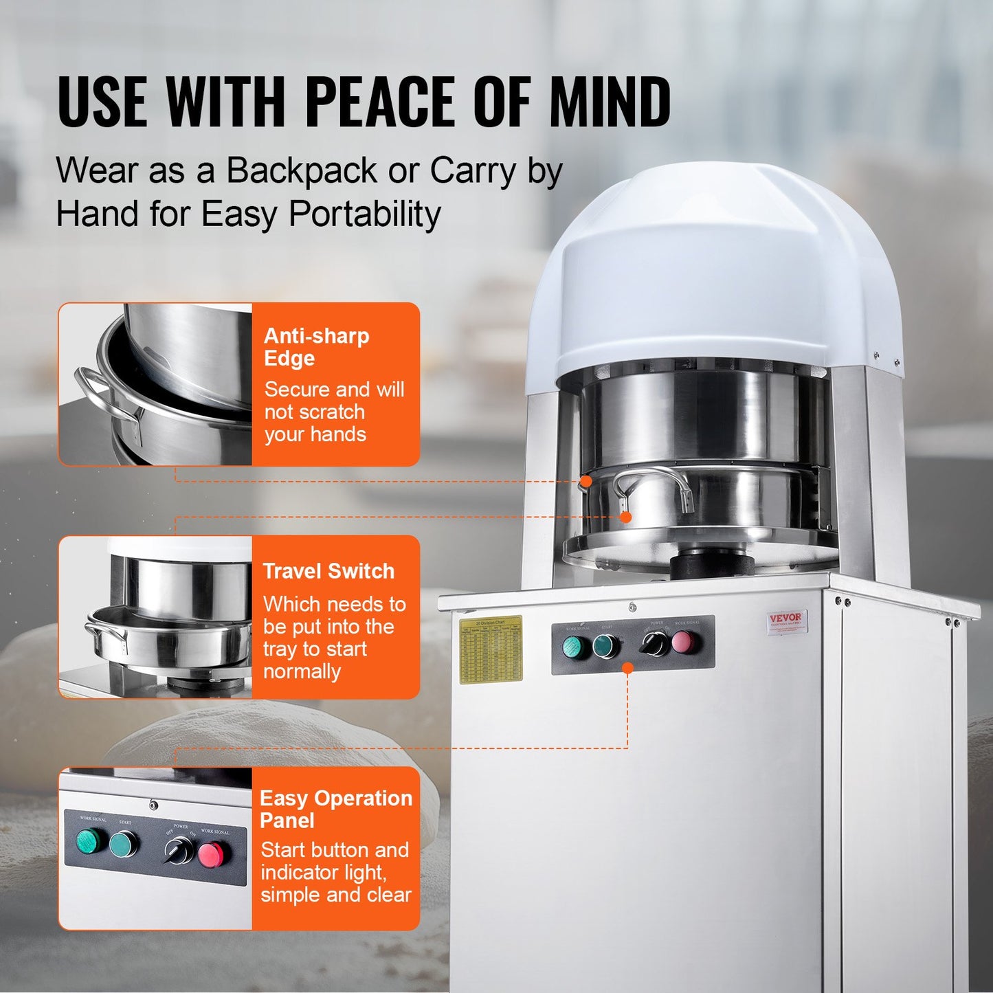 Electric Dough Divider Rounder, 20PCS Automatic Dough Ball Cutting Making Machine, 2.12oz - 9.17oz Equal Dough Cutter with Pure Copper Motor and 304 Stainless Steel Tray, for Bakery, Restaurant