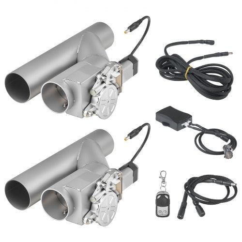 Electric Exhaust Cutout, 63.5 mm 2PCS Universal Stainless Steel Exhaust Valve Kit with One Controller Remote Kit, Cut Out Valve, Y Pipe, Remote Control, Fits Trucks, Sedans, Sports Cars, SUVs