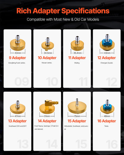 Elektrisk bromsluftningssats, professionell 220V huvudbromscylinderluftningssats med tryckmätare och inbyggd luftpump, mångsidig bromsluftningsadaptersats för både likström och växelström