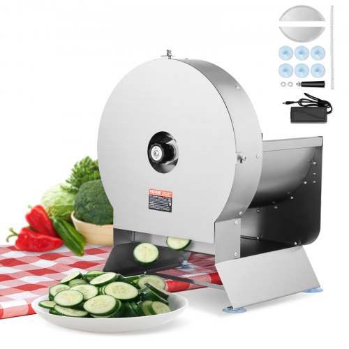 Electric Vegetable Slicer, 0-0.5"/0-12mm Thickness Adjustable Commercial Slicer Machine, Convertible to Manual, Stainless Steel Food Cutter Slicing Machine, Large Feed Port for Potato, Tomato