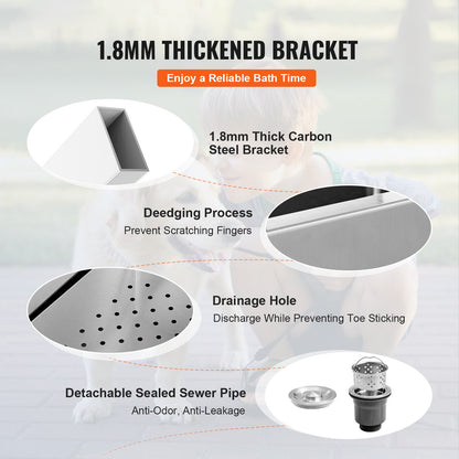 1.27M Pet Dog Bathing Station Electric Height Adjust, Professional Stainless Steel Dog Grooming Tub w/ Soap Box, Faucet,Rich Accessory,Bathtub for Multiple Pets, Washing Sink for Home(Right)