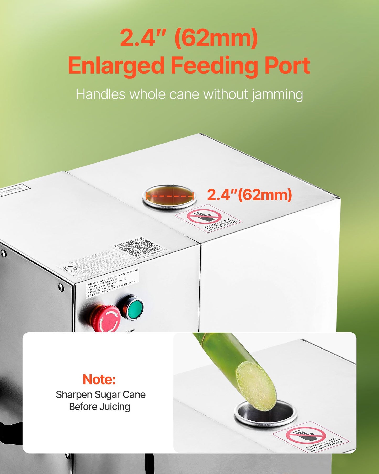 Kommersiell sockerrörspress, 800W elektrisk sockerrörspress med 300 kg/h hög effekt, 4 valsar i rostfritt stål, sockerrörspress för hemmabruk/kommersiellt bruk