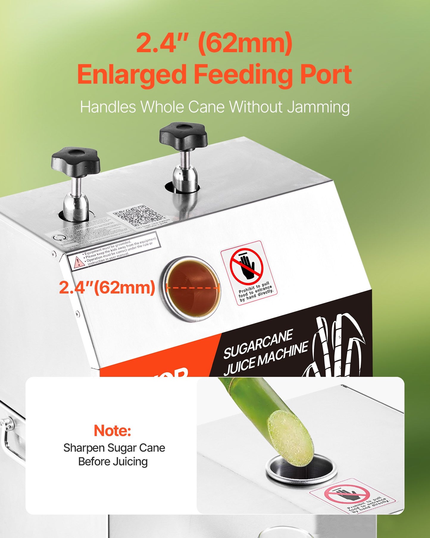 Commercial Sugar Cane Juicer, 750W Electric Sugarcane Juicer Machine with 300KG/H High Output, 3 Stainless Steel Rollers, Sugarcane Juice Press Extractor Squeezer on Wheels for Home/Commercial