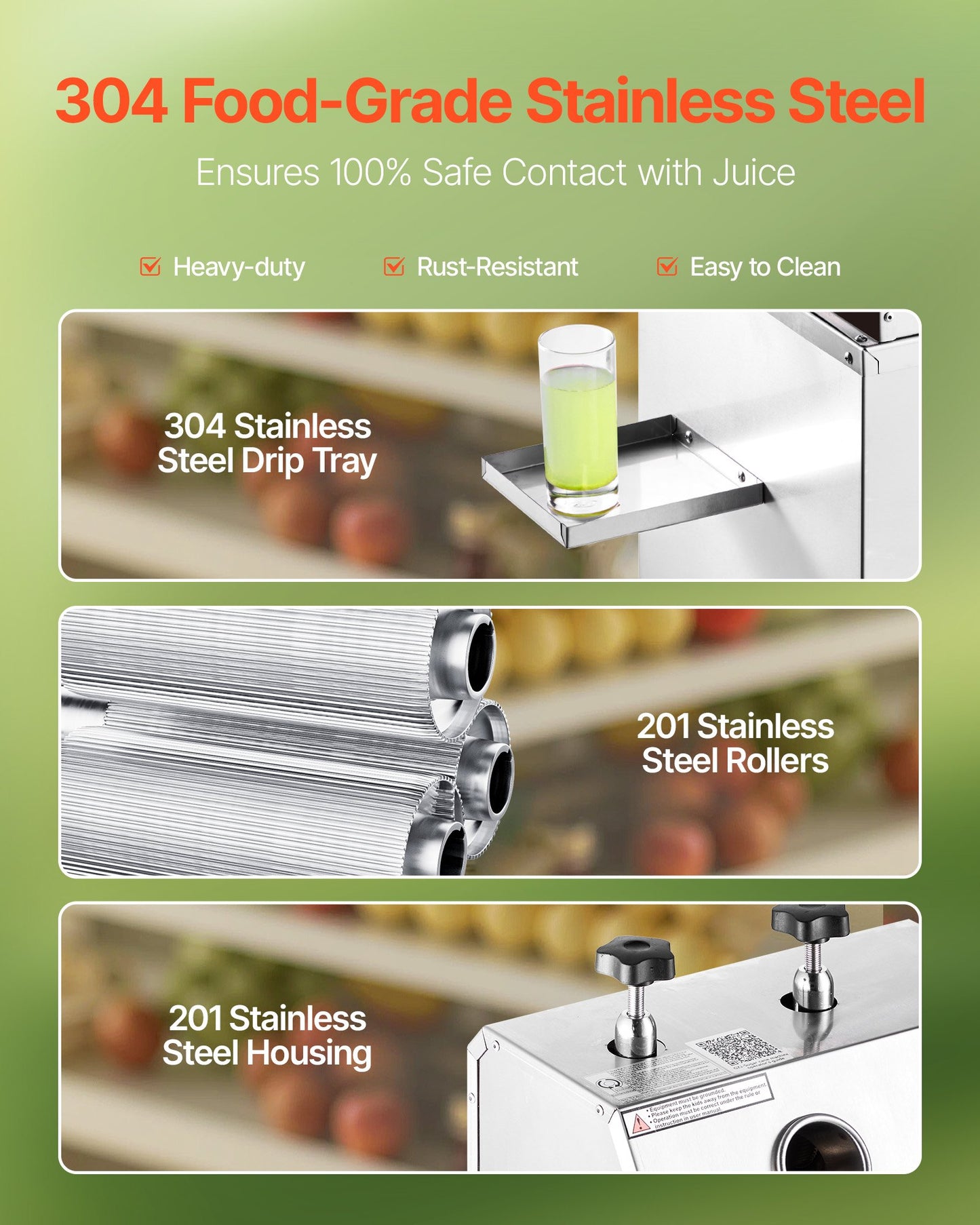 Commercial Sugar Cane Juicer, 750W Electric Sugarcane Juicer Machine with 300KG/H High Output, 3 Stainless Steel Rollers, Sugarcane Juice Press Extractor Squeezer on Wheels for Home/Commercial