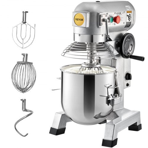 Commercial Stand Mixer, 14.2 L Stainless Steel Bowl, 850W Heavy Duty Electric Food Mixer with 3 Speeds Adjustable 113/184/341 RPM, Dough Hook Whisk Beater Included, Perfect for Bakery Pizzeria