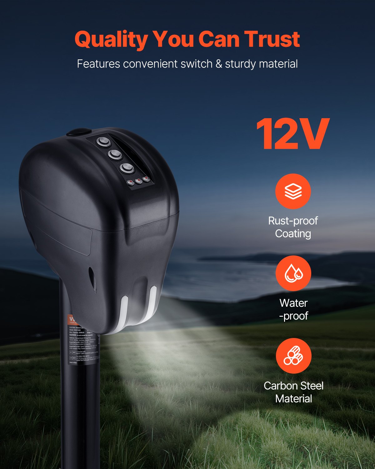 Elektrisk släpvagnsdomkraft, 1470 kg, kraftig elektrisk tungdomkraft för husbilar med 2-vägskontakt, minnesfunktion, vevhandtag och väderbeständigt domkraftsskydd, 23-61 cm lyft, för släpvagnar och husbilar