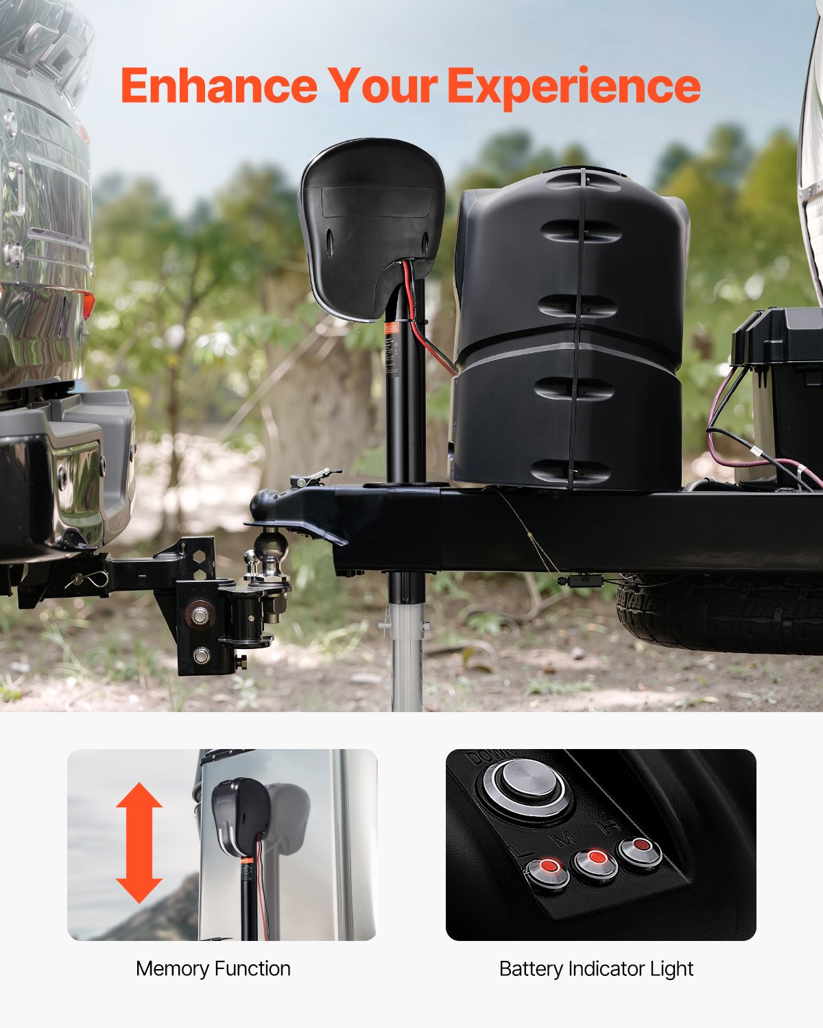 Elektrisk släpvagnsdomkraft, 1470 kg, kraftig elektrisk tungdomkraft för husbilar med 2-vägskontakt, minnesfunktion, vevhandtag och väderbeständigt domkraftsskydd, 23-61 cm lyft, för släpvagnar och husbilar