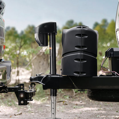 Elektrisk släpvagnsdomkraft, 5000 lbs, Kraftig elektrisk domkraft med tunga för husvagnar och 2-vägskontakt, fjärrkontroll, vev och väderbeständigt domkraftsskydd, 10"-28,3" lyft, för släpvagnar och husbilar