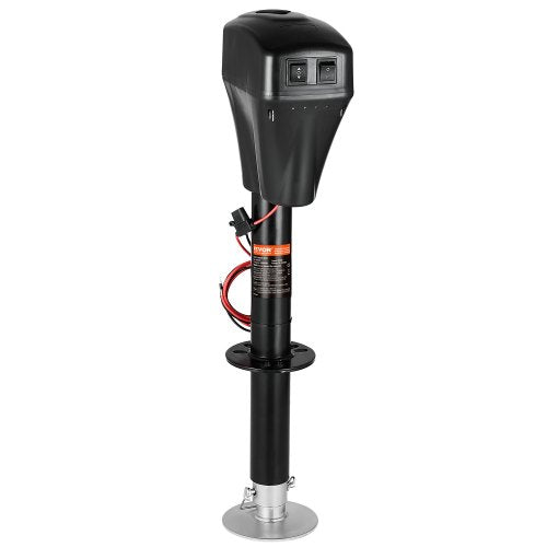 Elektrisk släpvagnsdomkraft, 5000 lbs, Kraftig elektrisk domkraft med tunga för husbilar och 2-vägskontakt, manuell vev och väderbeständig domkraftsskydd, 10"-28,3" lyft, för husbilar, släpvagnar och husbilar, svart