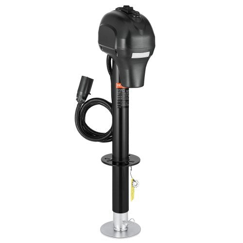 Elektrisk släpvagnsdomkraft, 1470 kg, Kraftig elektrisk domkraft för husbilar med 7-polig kontakt, manuell vev och väderbeständig domkraftsskydd, 23-61 cm lyft, för släpvagnar, husbilar och husbilar, svart