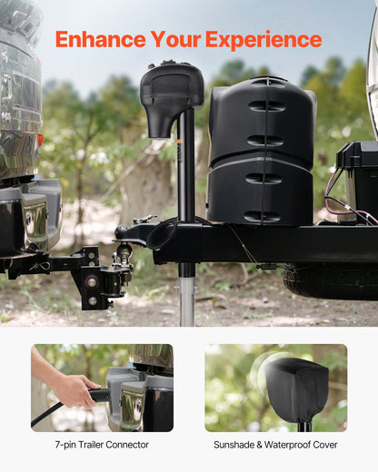 Elektrisk släpvagnsdomkraft, 1470 kg, Kraftig elektrisk domkraft för husbilar med 7-polig kontakt, manuell vev och väderbeständig domkraftsskydd, 23-61 cm lyft, för släpvagnar, husbilar och husbilar, svart