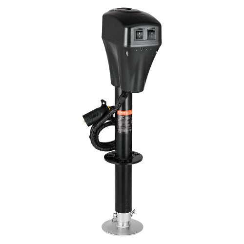 Elektrisk släpvagnsdomkraft, 5000 lbs, Kraftig elektrisk domkraft för husbilar med 7-polig kontakt, manuell vev och väderbeständig domkraftsskydd, 10"-28,3" lyft, för släpvagnar, husbilar och husbilar, svart