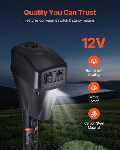 Electric Trailer Jack, 5000 lbs, Heavy Duty RV Electric Power Tongue Jack with 7-pin Connector, Manual Crank Handle & Weatherproof Jack Cover, 10"-28.3" Lift, for Trailers, Campers & RVs, Black